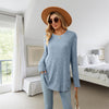 O-hals Loose Gebreide Blouse Lange Mouwen Voor Vrouwen