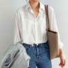 Casual Losse Satijnen Blouse Lange Mouwen voor Vrouwen