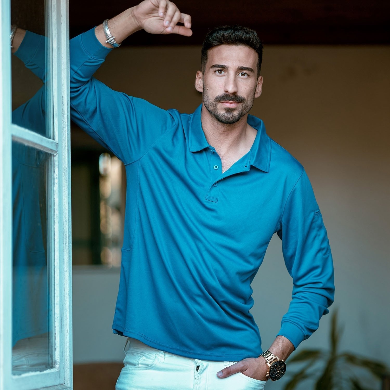 Sneldrogend Ademend Polo Shirt Lange Mouwen