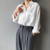Casual Losse Satijnen Blouse Lange Mouwen voor Vrouwen
