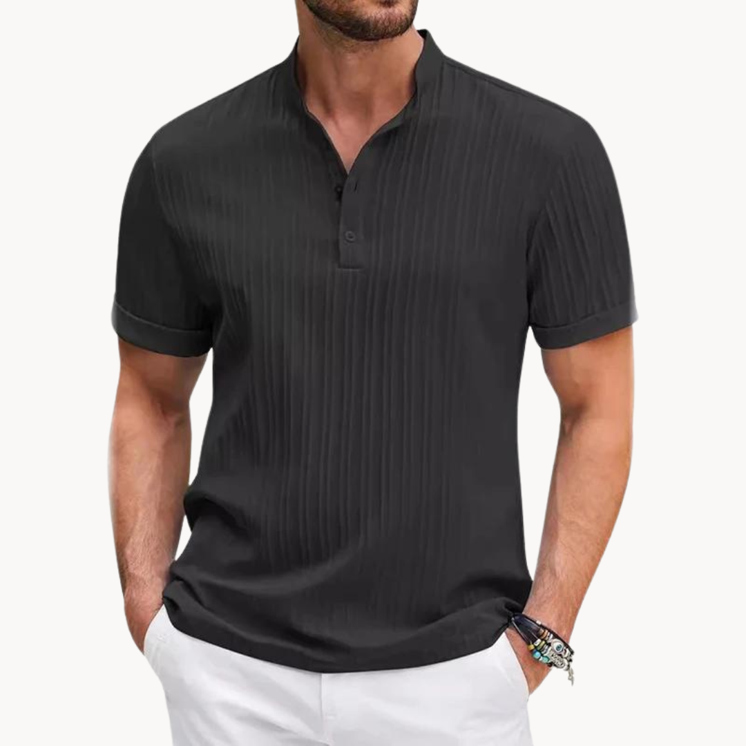 Katoenen Henley-Shirt Voor Mannen