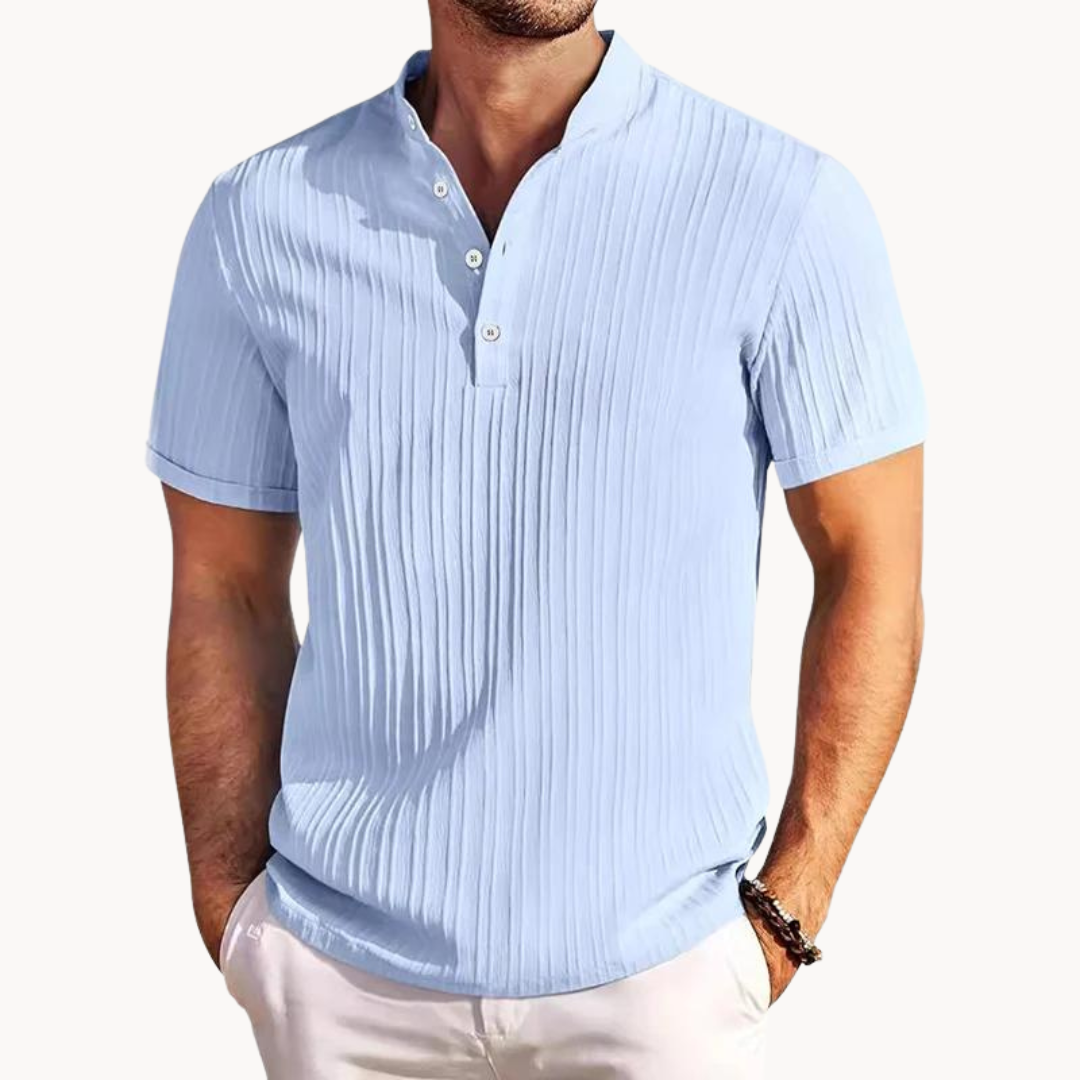 Katoenen Henley-Shirt Voor Mannen