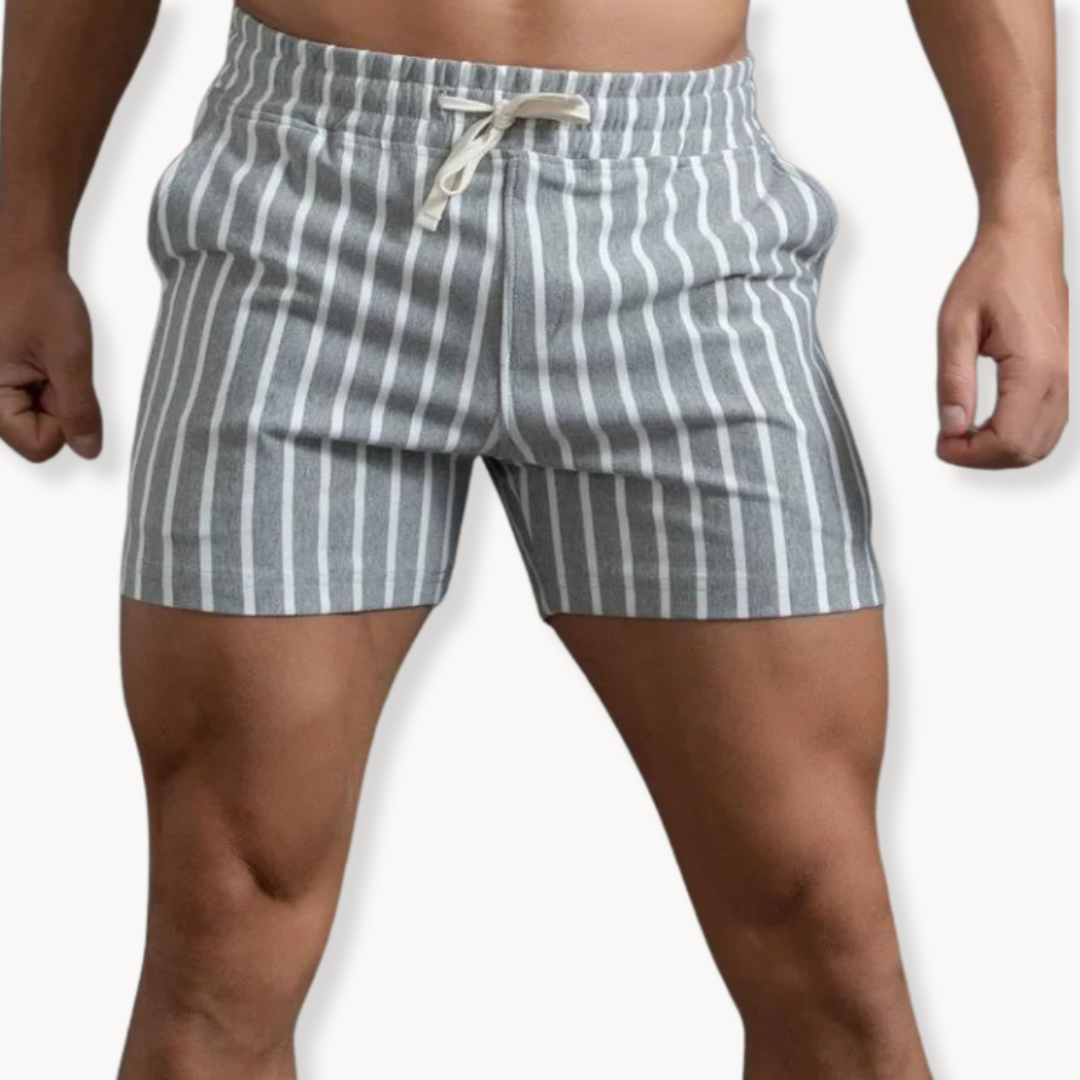 Verticaal Gestreepte Katoenen Shorts Voor Heren