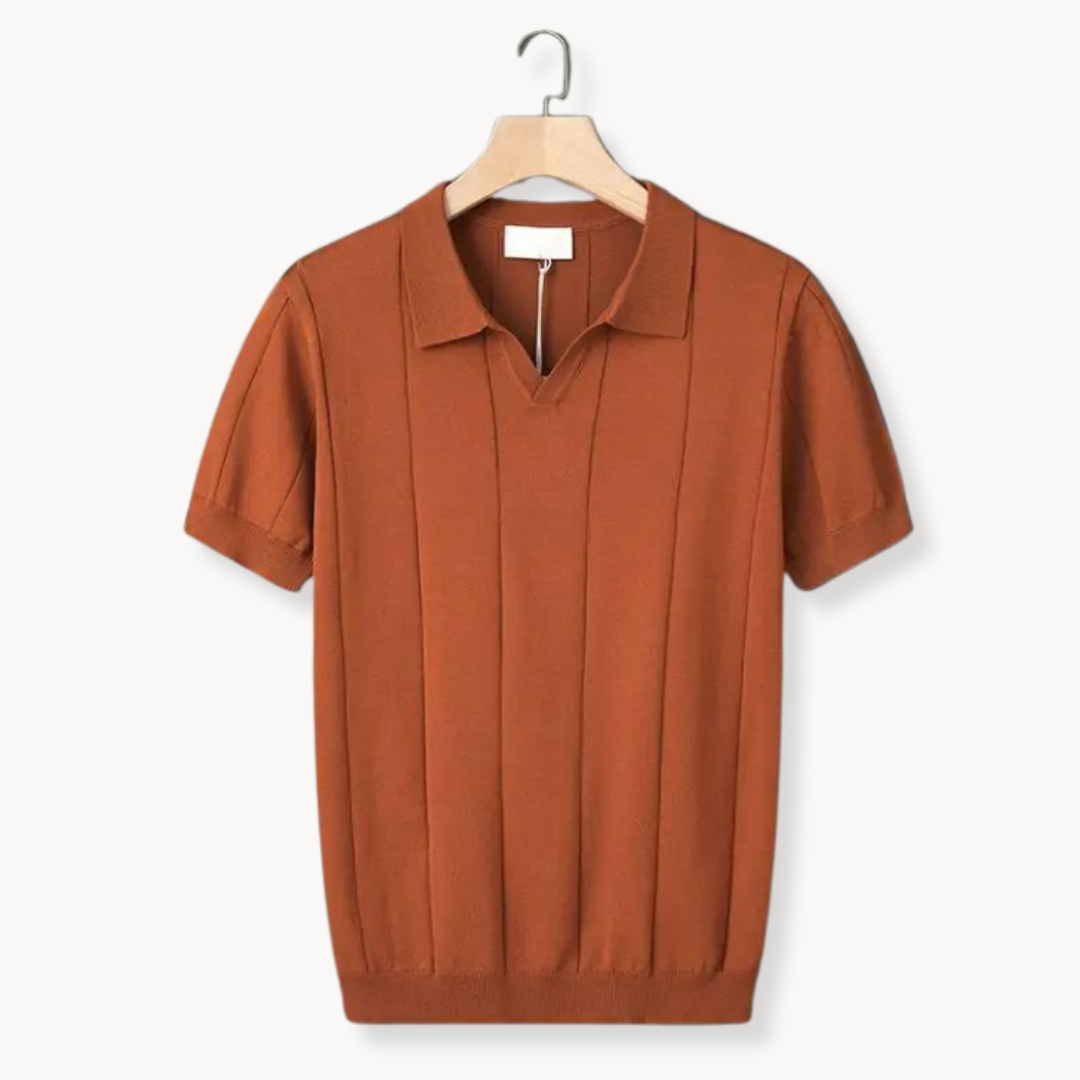 Geribbeld Katoenen Poloshirt Met Korte Mouwen Voor Mannen