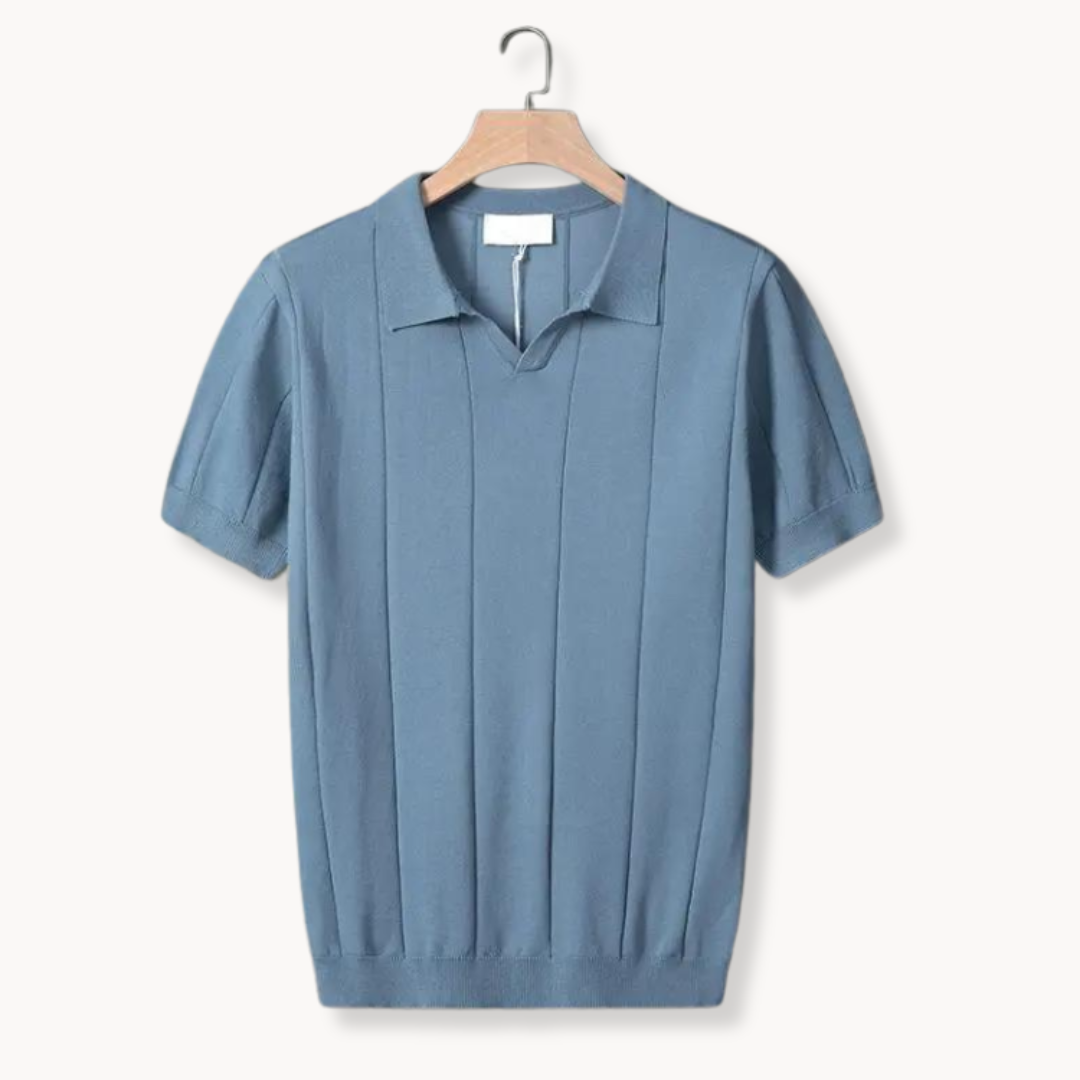 Geribbeld Katoenen Poloshirt Met Korte Mouwen Voor Mannen