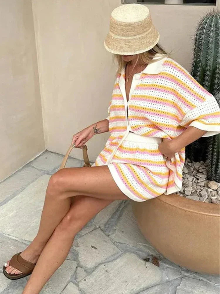 Casual Tweedelig Strandoutfit Set Voor Vrouwen
