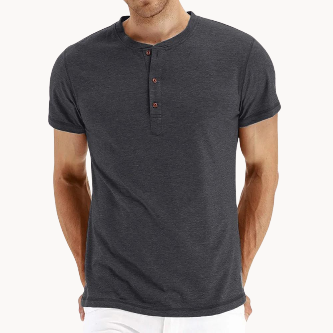 Slank Gesneden Effen T-shirt met Korte Mouwen voor Mannen