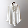 Casual Losse Satijnen Blouse Lange Mouwen voor Vrouwen